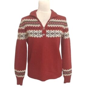 Eddie Bauer VINTAGE (?) Women's Cotton Angora Rabbit Blend Fair Isle Sweater